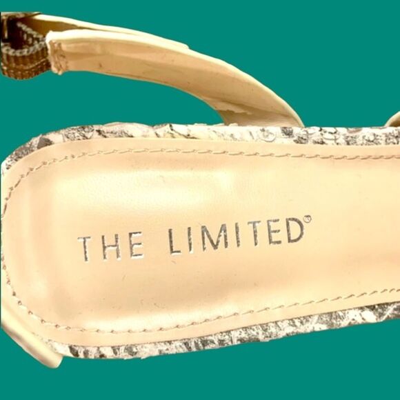 NEUTRAL TONES SNAKESKIN SLINGBACK SANDALS SHOES OPEN TOE ASYMMETRICAL HEELS 9.5 - Picture 6 of 8